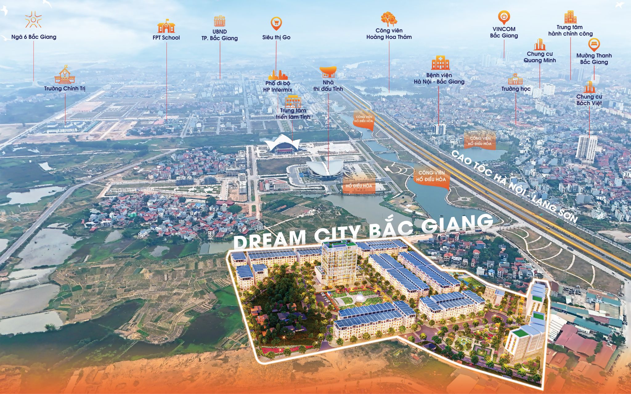 Vị trí kết nối dự án Dream City Bắc Giang