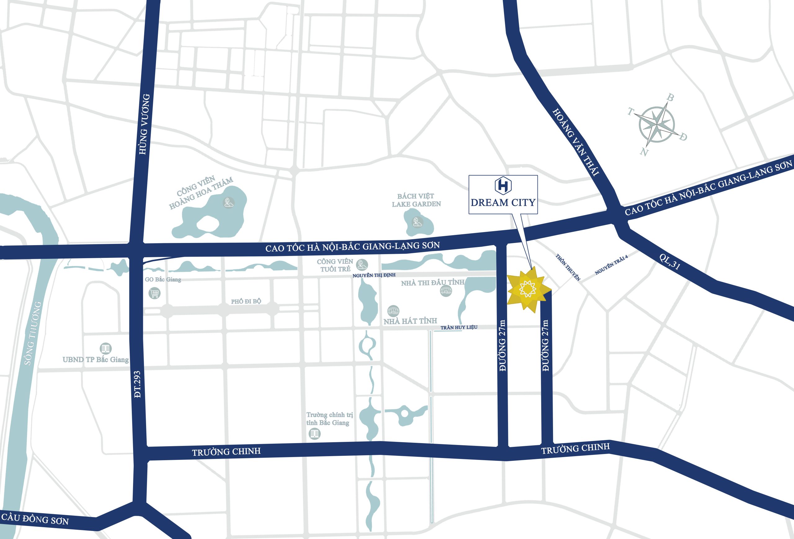 Vị trí dự án Dream City Bắc Giang